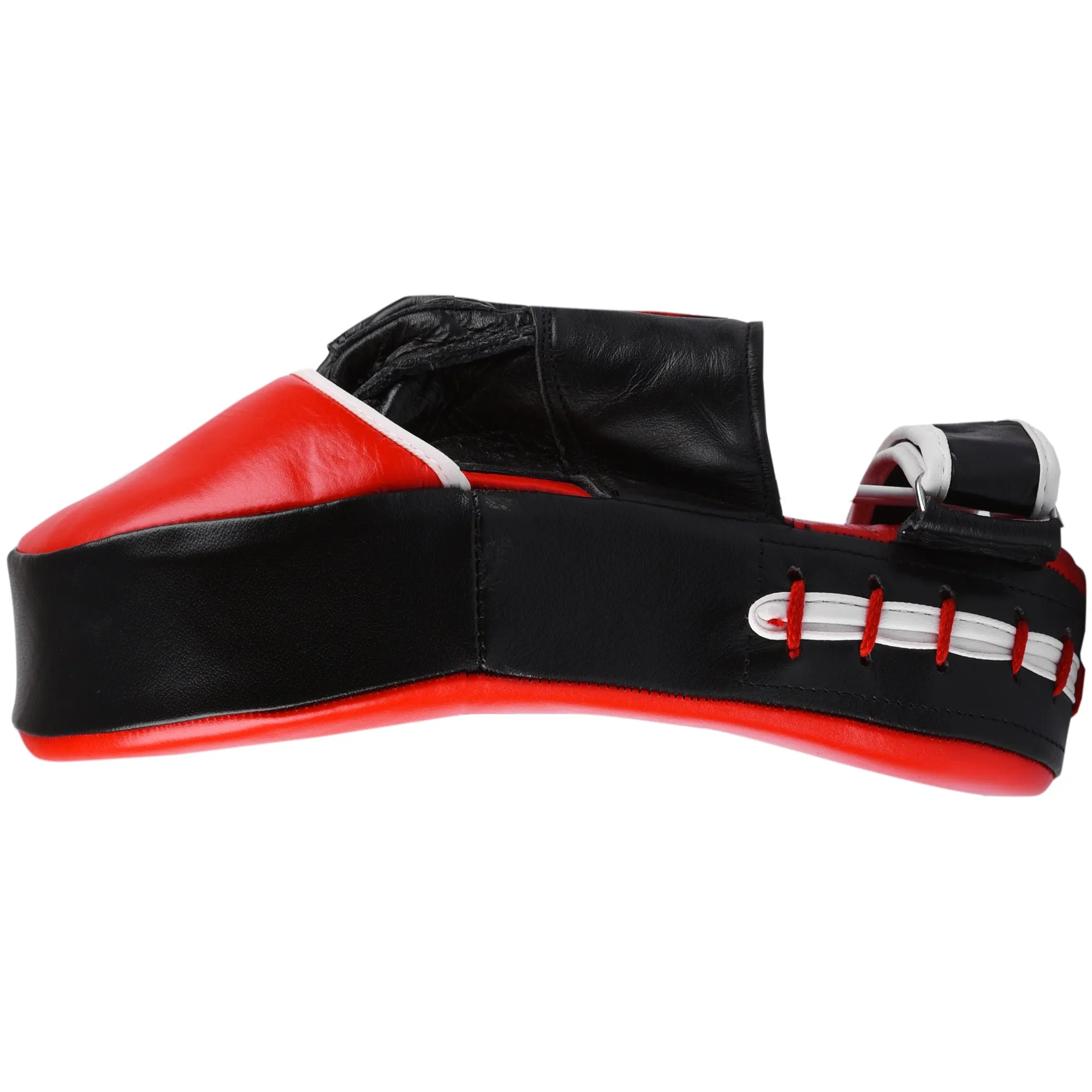 MAR-199 | Red Black Genuine Leather Large Curved Focus Mitts