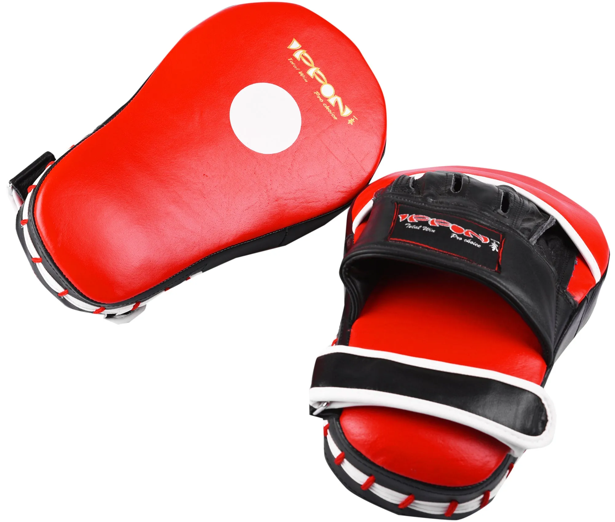 MAR-199 | Red Black Genuine Leather Large Curved Focus Mitts