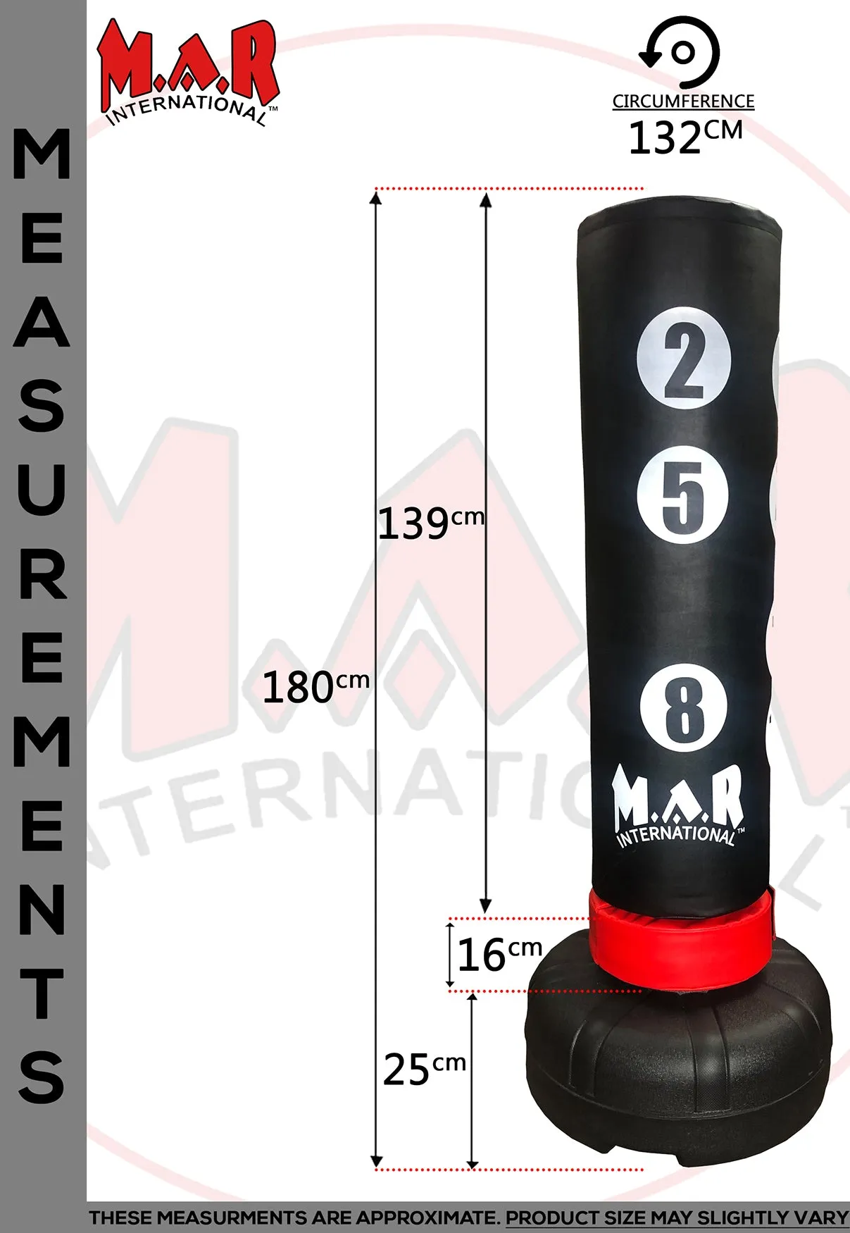 MAR-260B | Freestanding Heavy Duty X-Large 180cm Tall Punching Bag with Scoring Zones