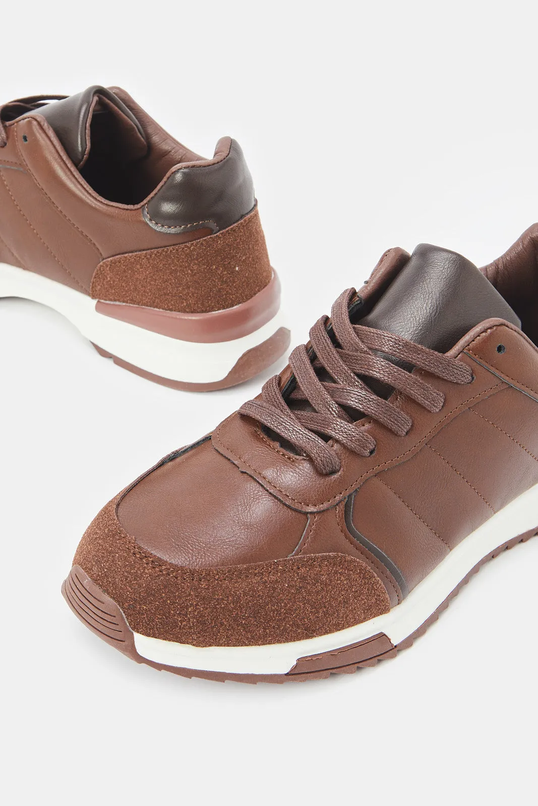 Men Brown Lace Up Sneakers