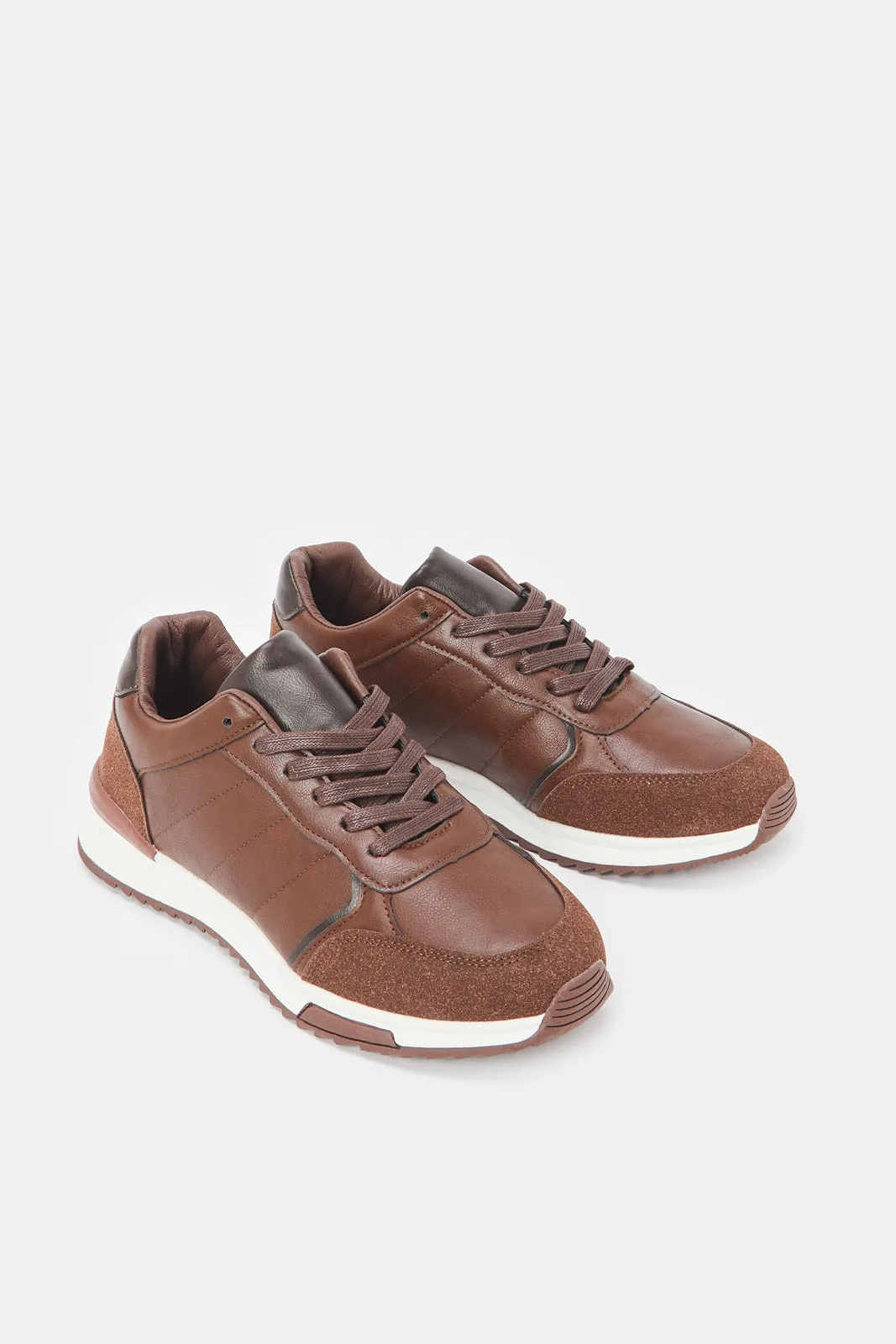 Men Brown Lace Up Sneakers