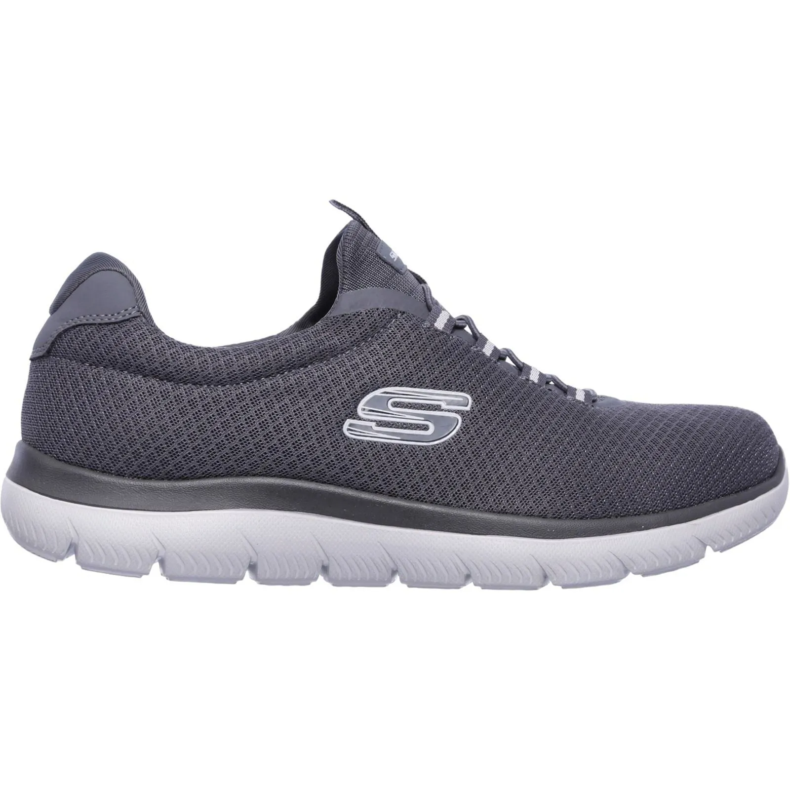 Men's Wide Fit Skechers 52811 Summits Slip On Sports Sneakers - Charcoal