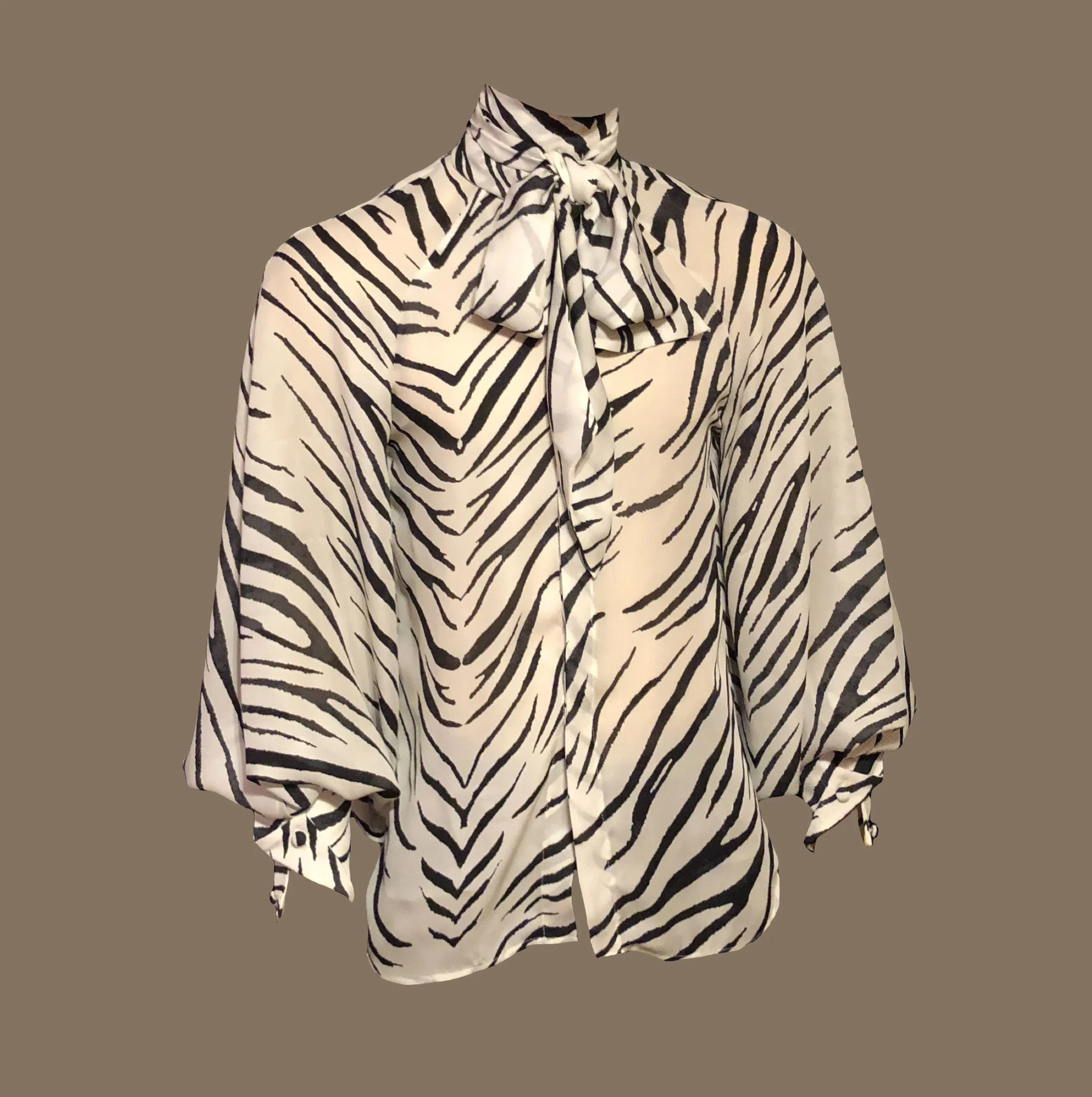 Men's Zebra Print Silk Georgette Raglan Shirt