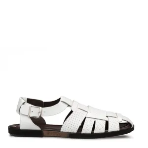 Mezlan R20666 Men's Shoes White Calf-Skin Leather Fisherman Sandals (MZ3625)