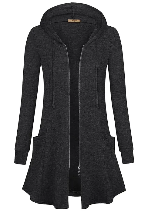 Miusey Womens Long Sleeve Open Front Hoodie Knit Cardigans with Pockets