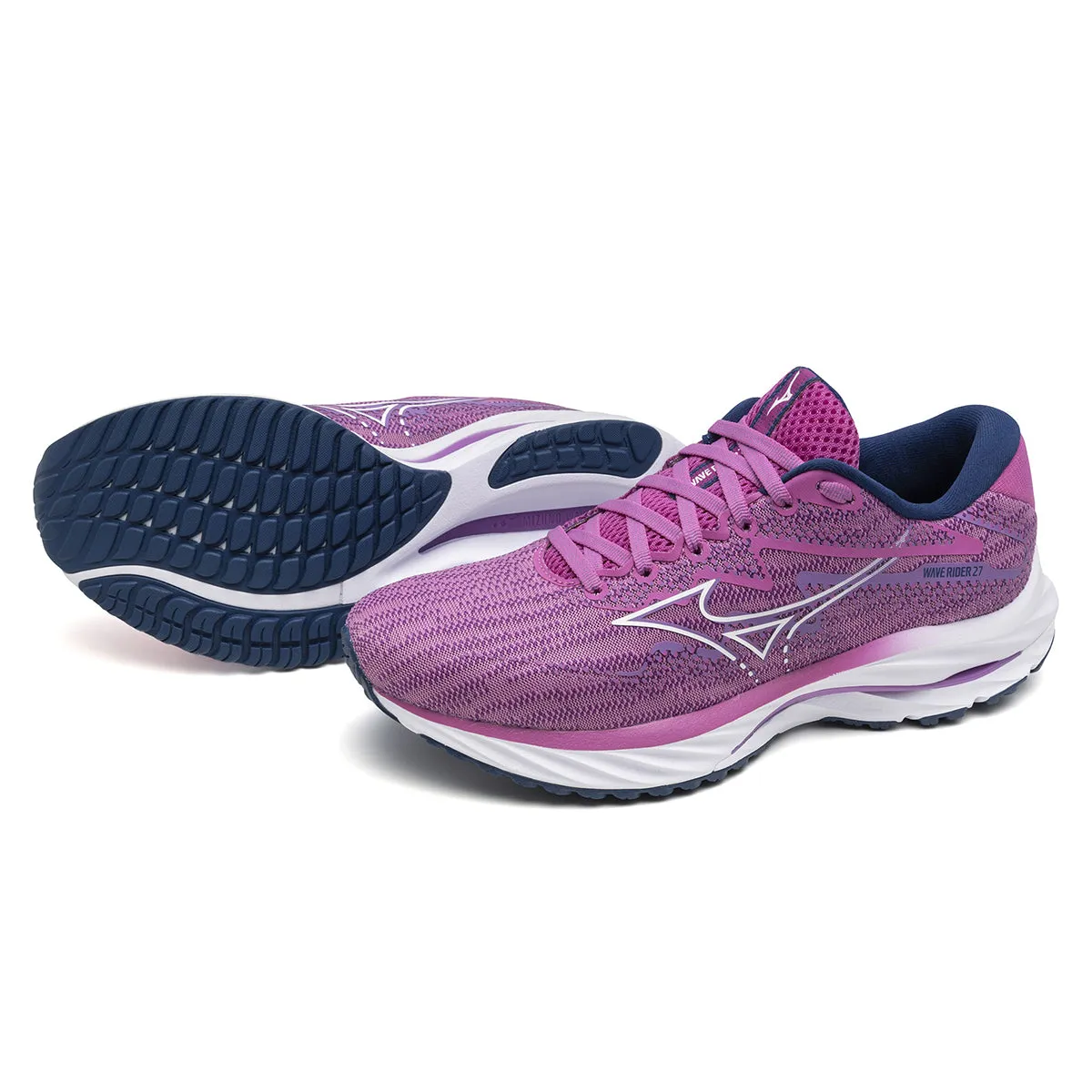 Mizuno Wave Rider 27 Womens | Rosebud/white/navy Peony