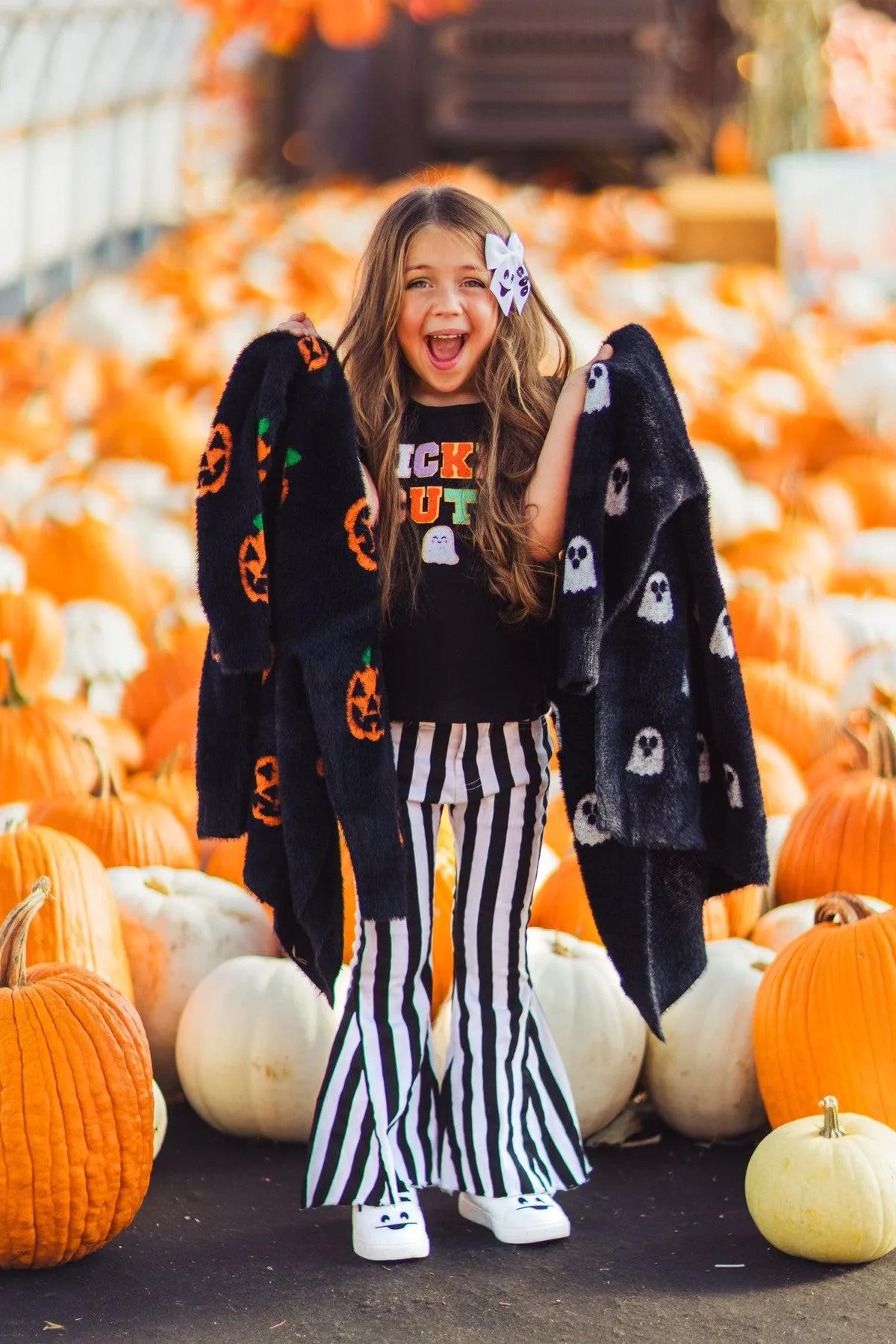 Mom & Me - Cozy Black Ghost Cardigan