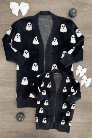 Mom & Me - Cozy Black Ghost Cardigan