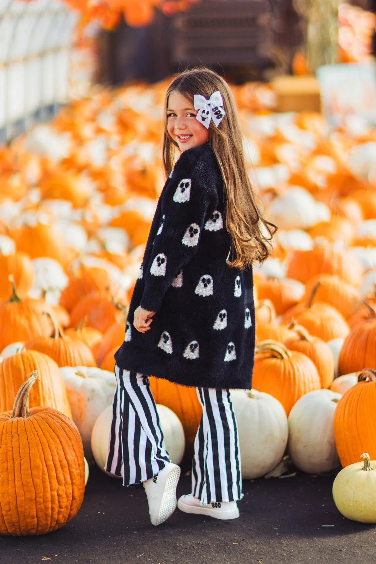 Mom & Me - Cozy Black Ghost Cardigan