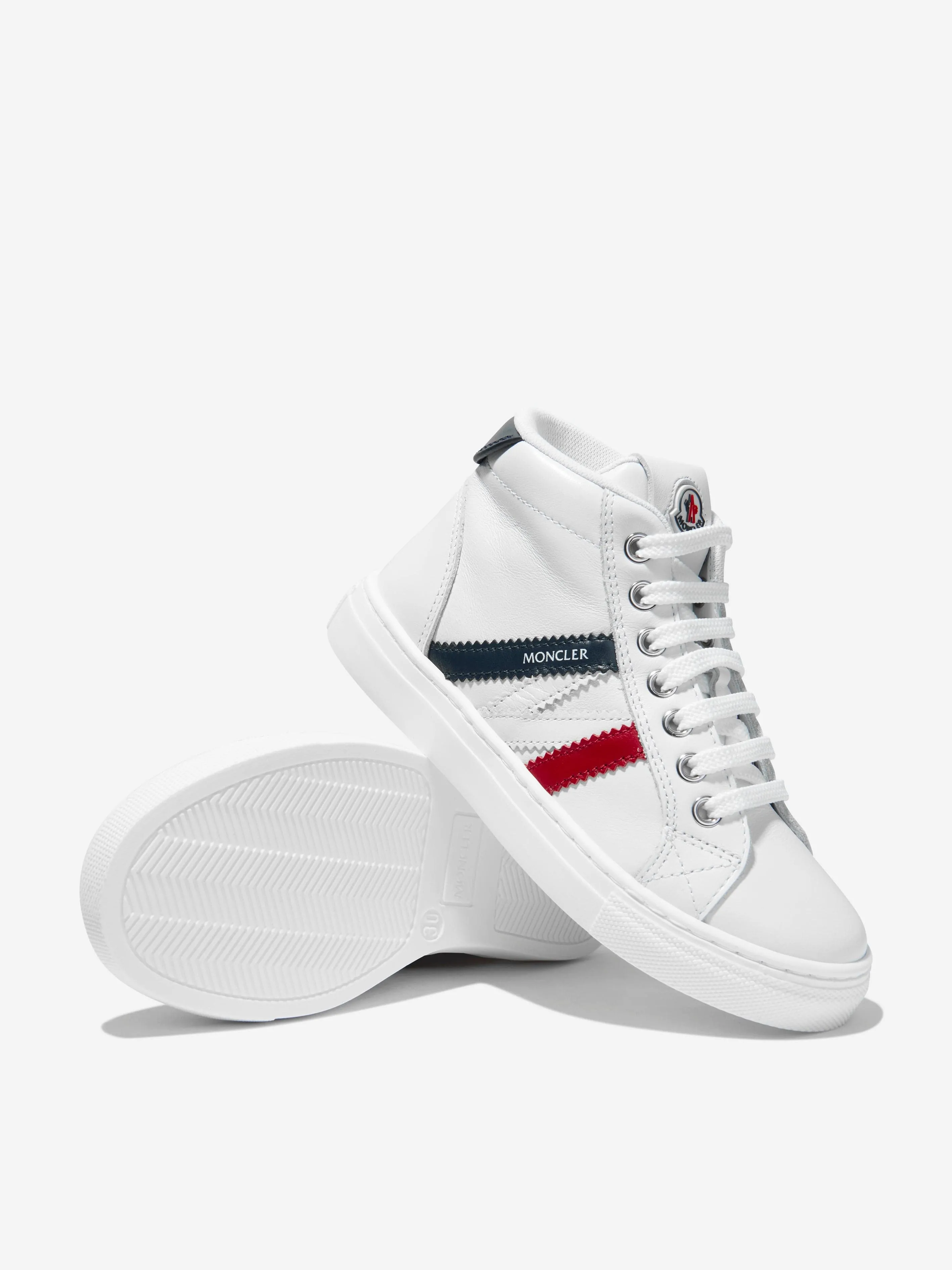 Moncler Enfant Kids Leather Monaco High Top Trainers in White