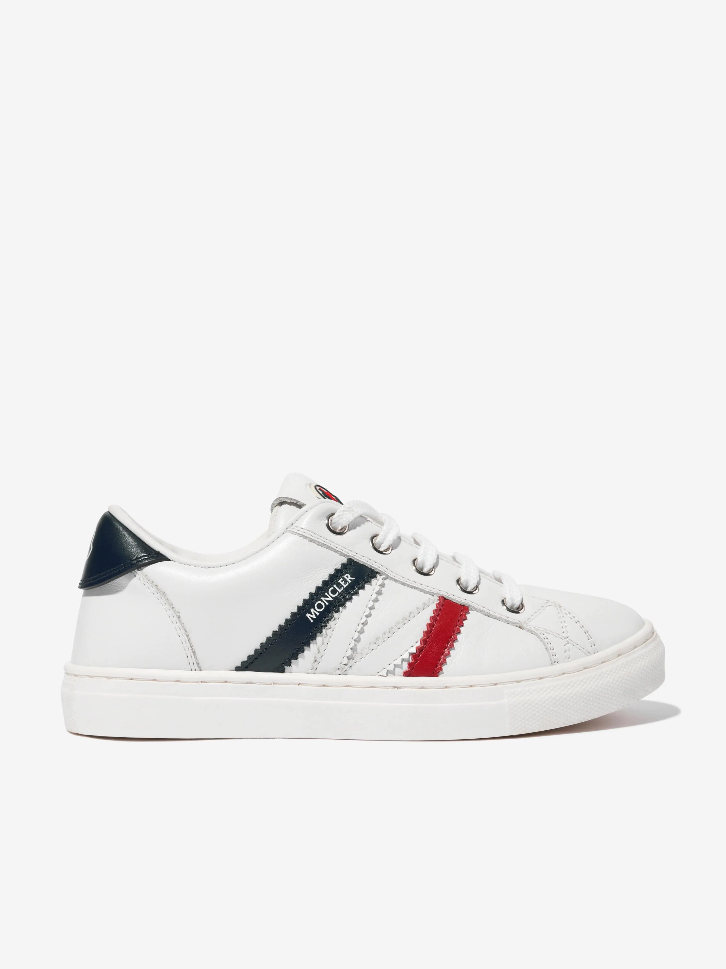 Moncler Enfant Kids Leather Petit Monaco Low Top Trainers in White