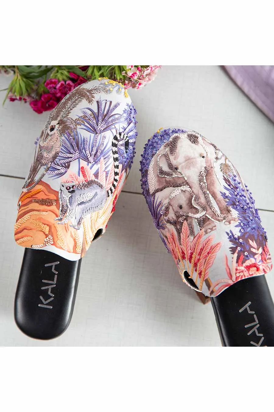 Multicolour Elephant Whisperer Embellished Mules