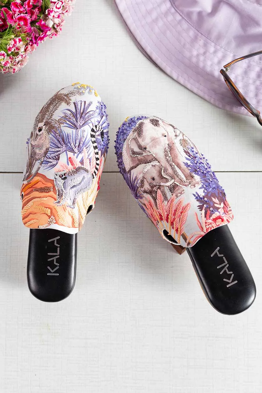 Multicolour Elephant Whisperer Embellished Mules