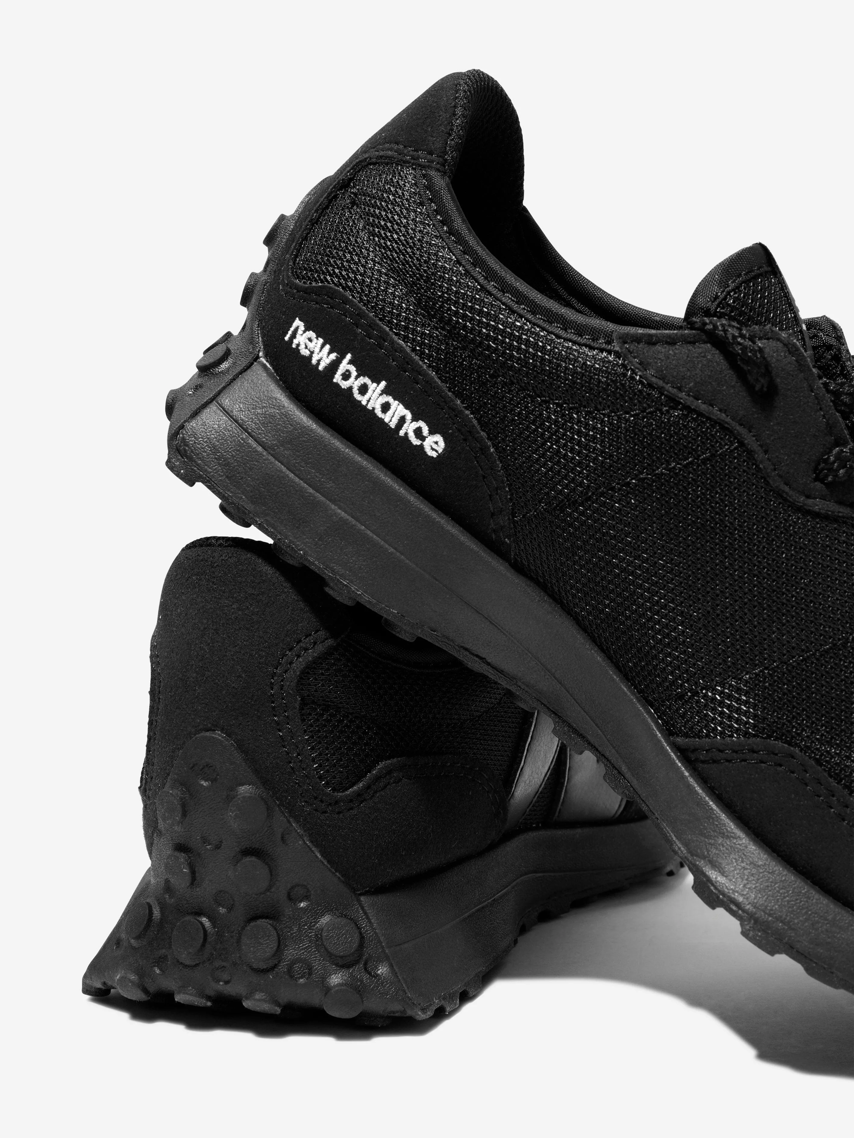 New Balance Kids 327 Lace Up Logo Trainers in Black