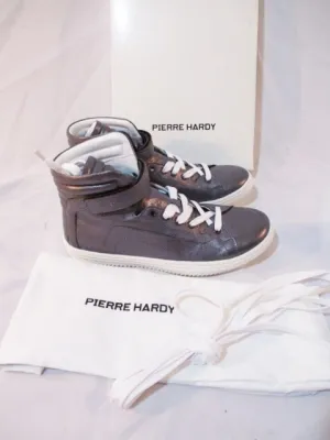 NEW PIERRE HARDY NAPPA ANTHRACITE Sneaker Shoe 36 6 PEWTER GRAY TRAINER Sport Womens