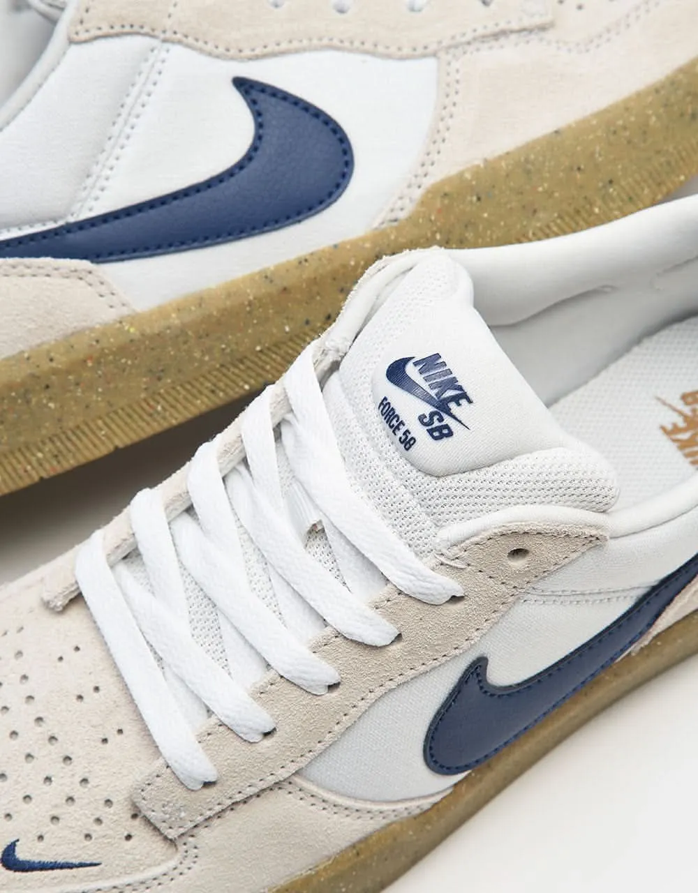 Nike SB Force 58 Skate Shoes - White/Navy-White-Gum Light Brown