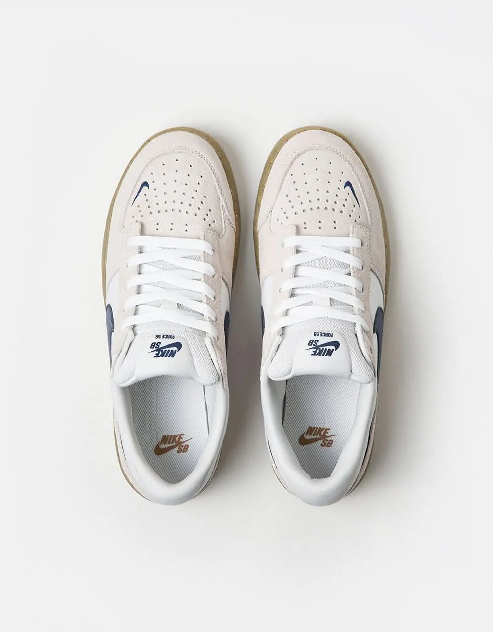 Nike SB Force 58 Skate Shoes - White/Navy-White-Gum Light Brown