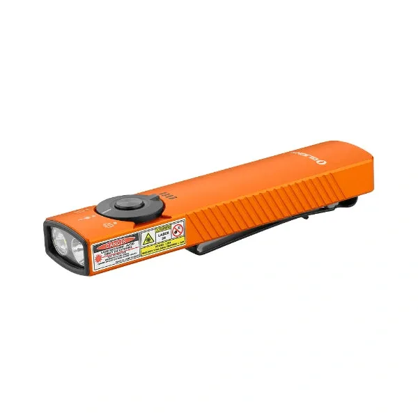 OLIGHT ARKFELDPRO3ROGV3 Arkfeld Pro Flat EDC Flashlight with LED Light UV and Laser - Orange