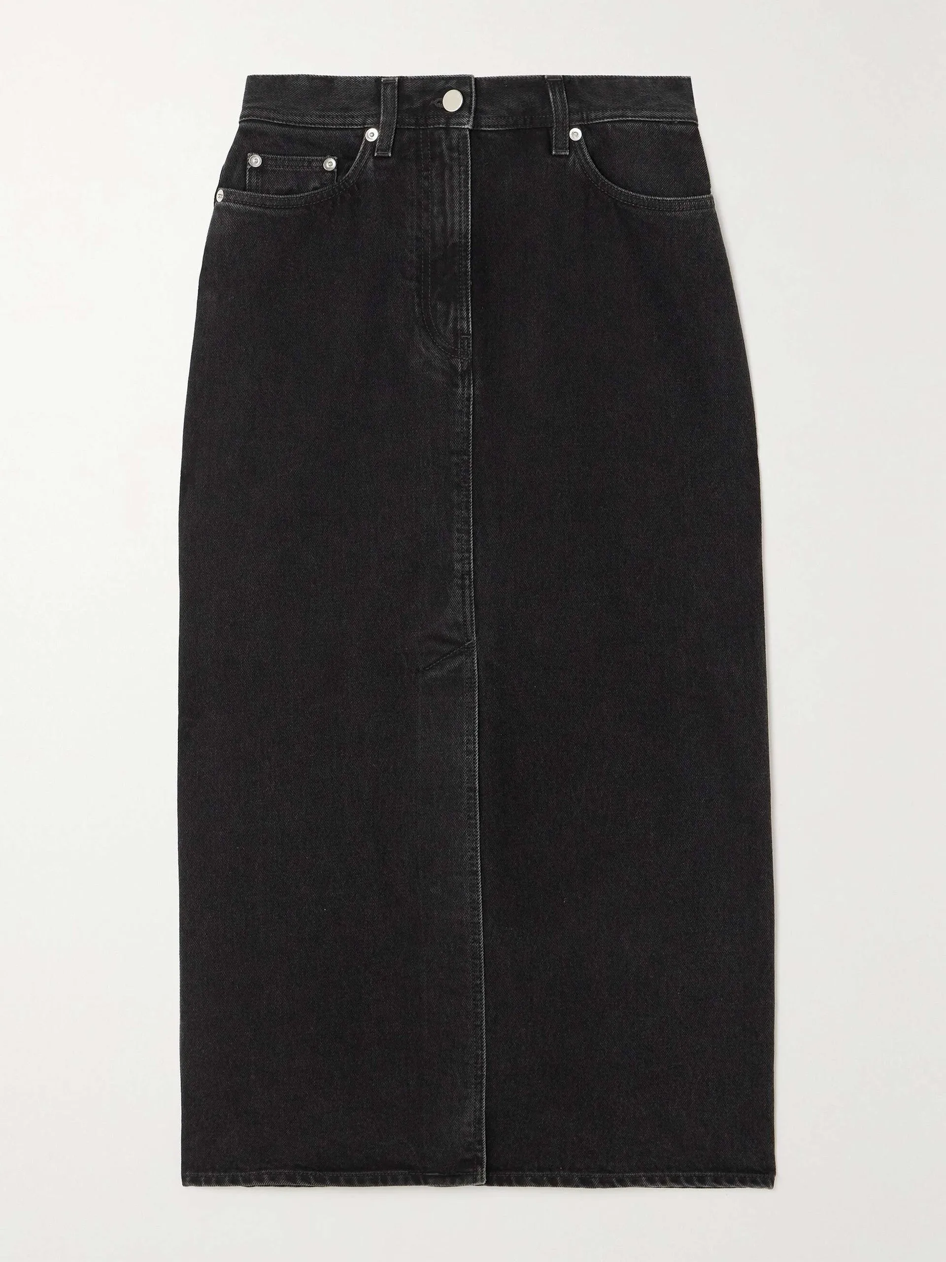 Organic denim midi skirt