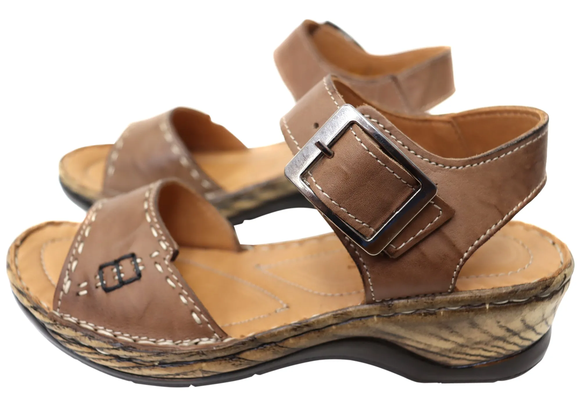 Orizonte Time Womens Comfortable European Leather Sandals