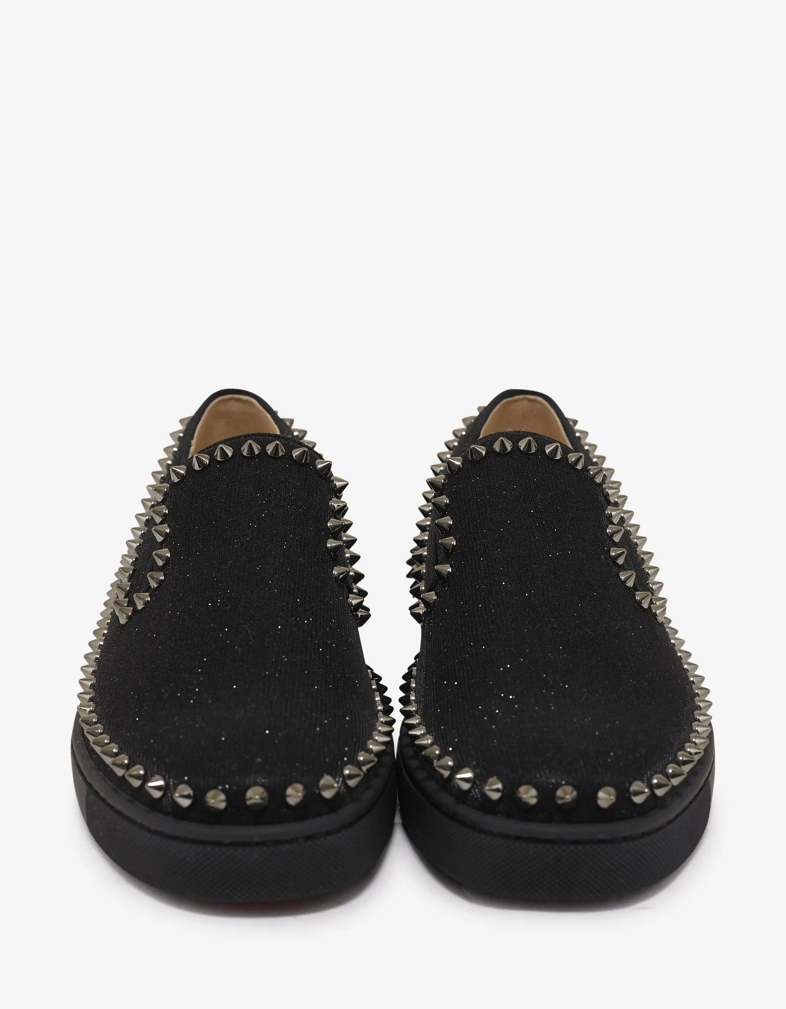 Pik Boat Flat Black Glitter Tennis Trainers -