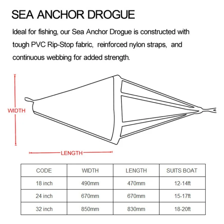 PVC Traction Drift Brake Fishing Sea Anchor, Size: 18 inch Orange