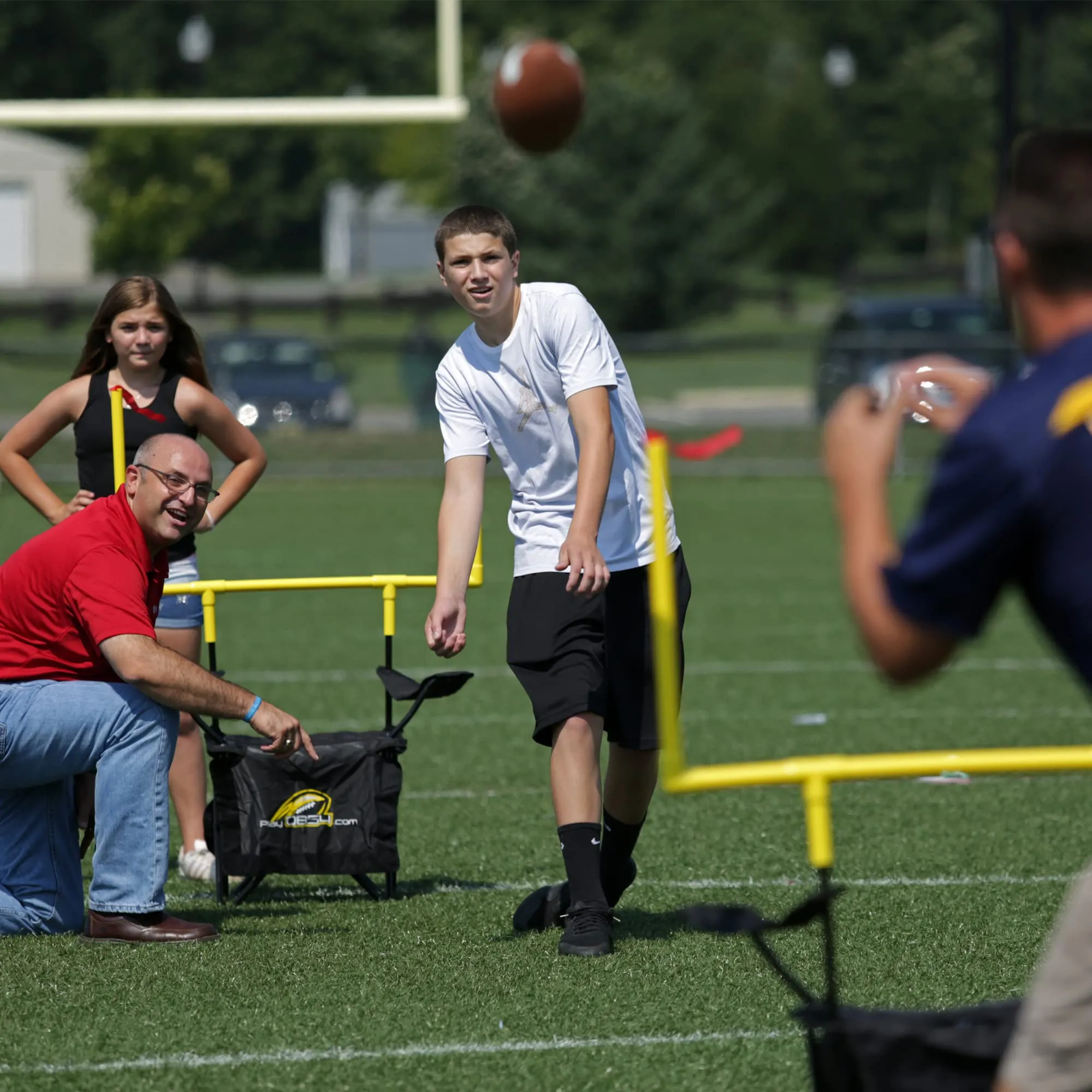 QB54 - The Ultimate Football Yard Game Set, Outdoor Football Toss for Tailgating, Backyard, Beach, Park, Tournaments, Sports Training, Score Touchdowns, Kick Field Goals (Black Game Set)