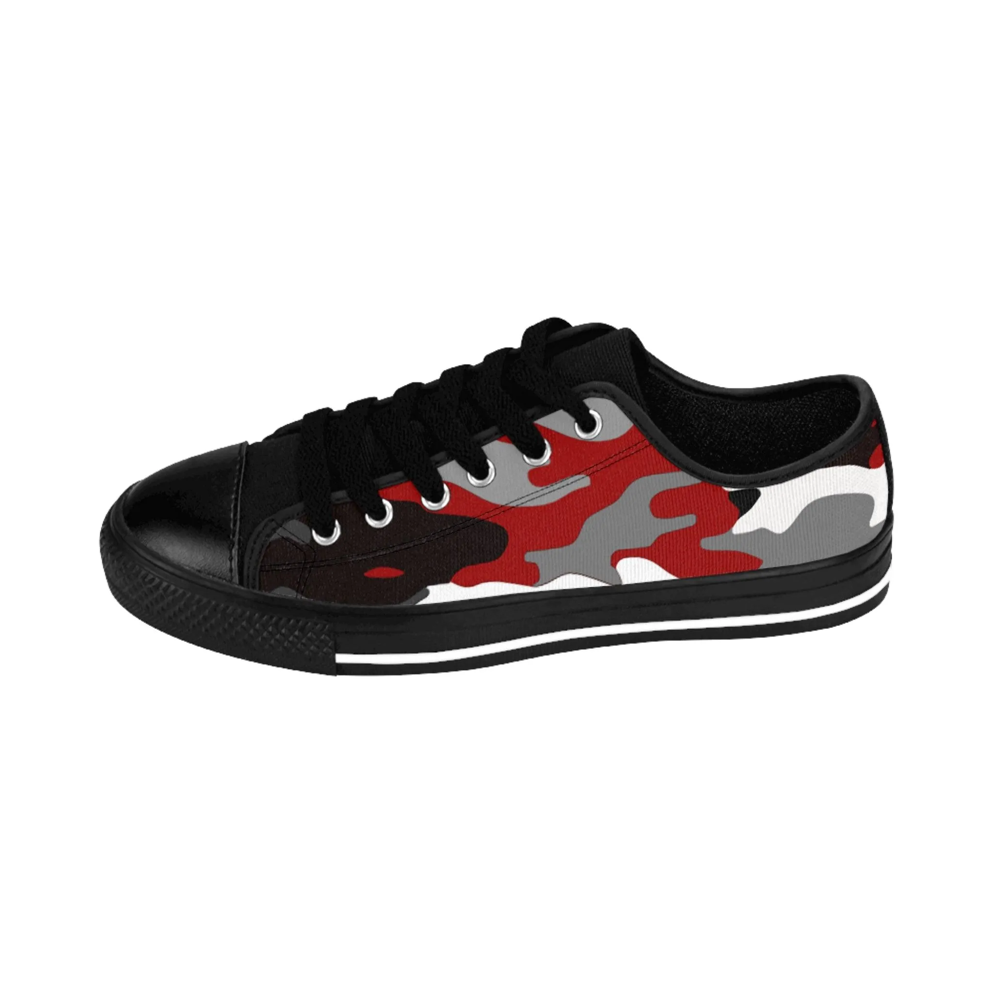 Red Black Grey Camouflage Men's Sneakers