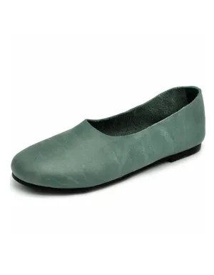 Rounded Toe Soft Leather Slip-on Flats