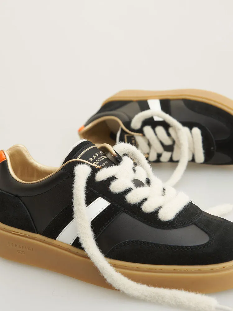 Serafini Court Trainers Black, Grey & Orange