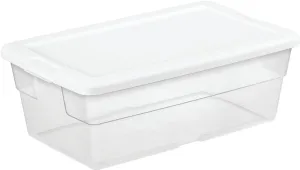 Sterilite 16428012 Storage Box, Plastic, Clear/White, 13-5/8 in L, 8-1/4 in W, 4-7/8 in H :EA: QUANTITY: 12