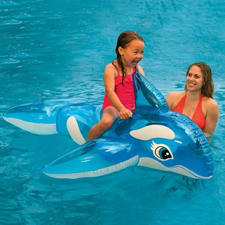 Summer Water Fun Inflatable Blue Whale Shaped Pool Ride-on Swimming Ring Floats, Size: 151*117cm