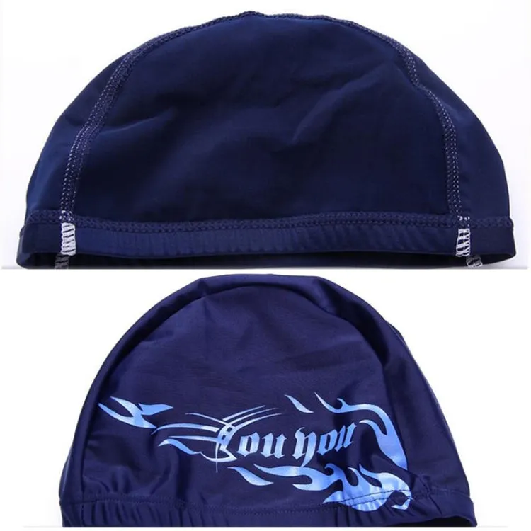 Unisex Spandex Breathable Swimming Cap(Blue Fire on Black)