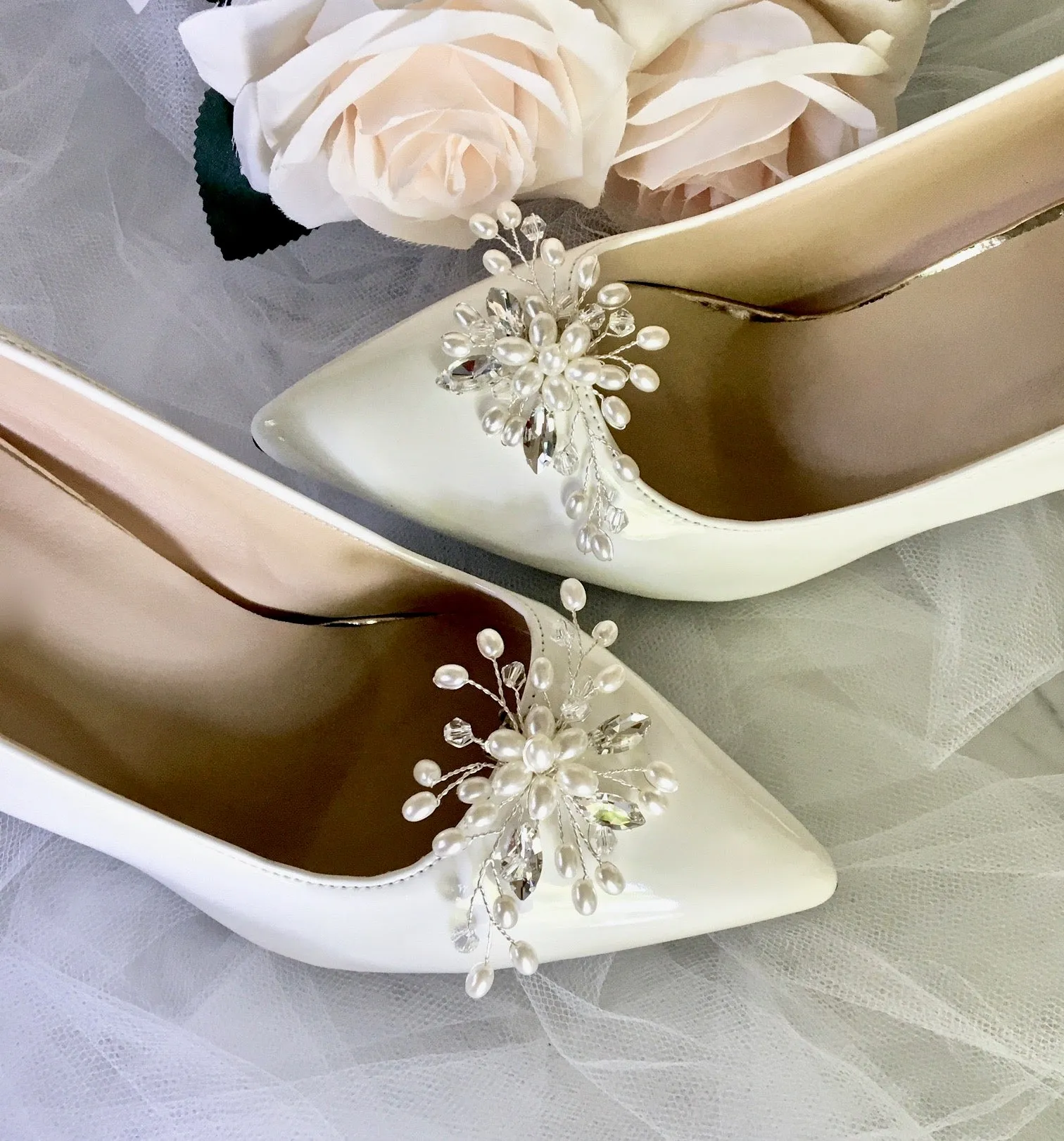 Wedding Accessories - Pearl and Crystal Bridal Shoe Clips