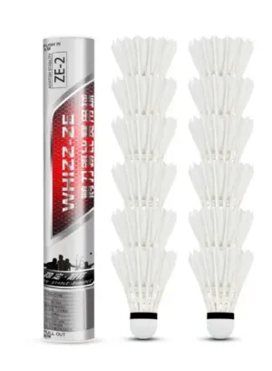 Whizz 12 PCS Class A Goose Feather Badminton Shuttlecocks - Professional Indoor/Outdoor Sports Balls (White)