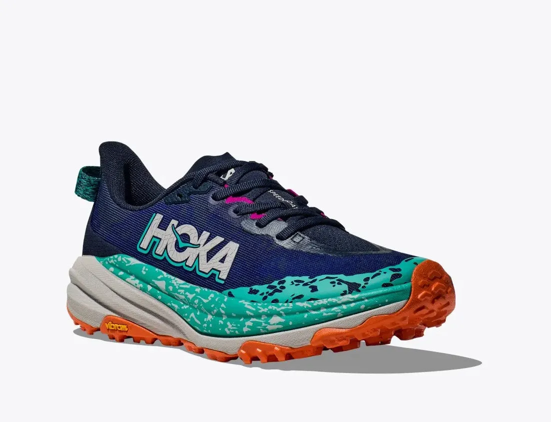 WOMEN'S HOKA SPEEDGOAT 6 WIDE 1147832VYM COLOR:  VARISITY NAVY/METEOR