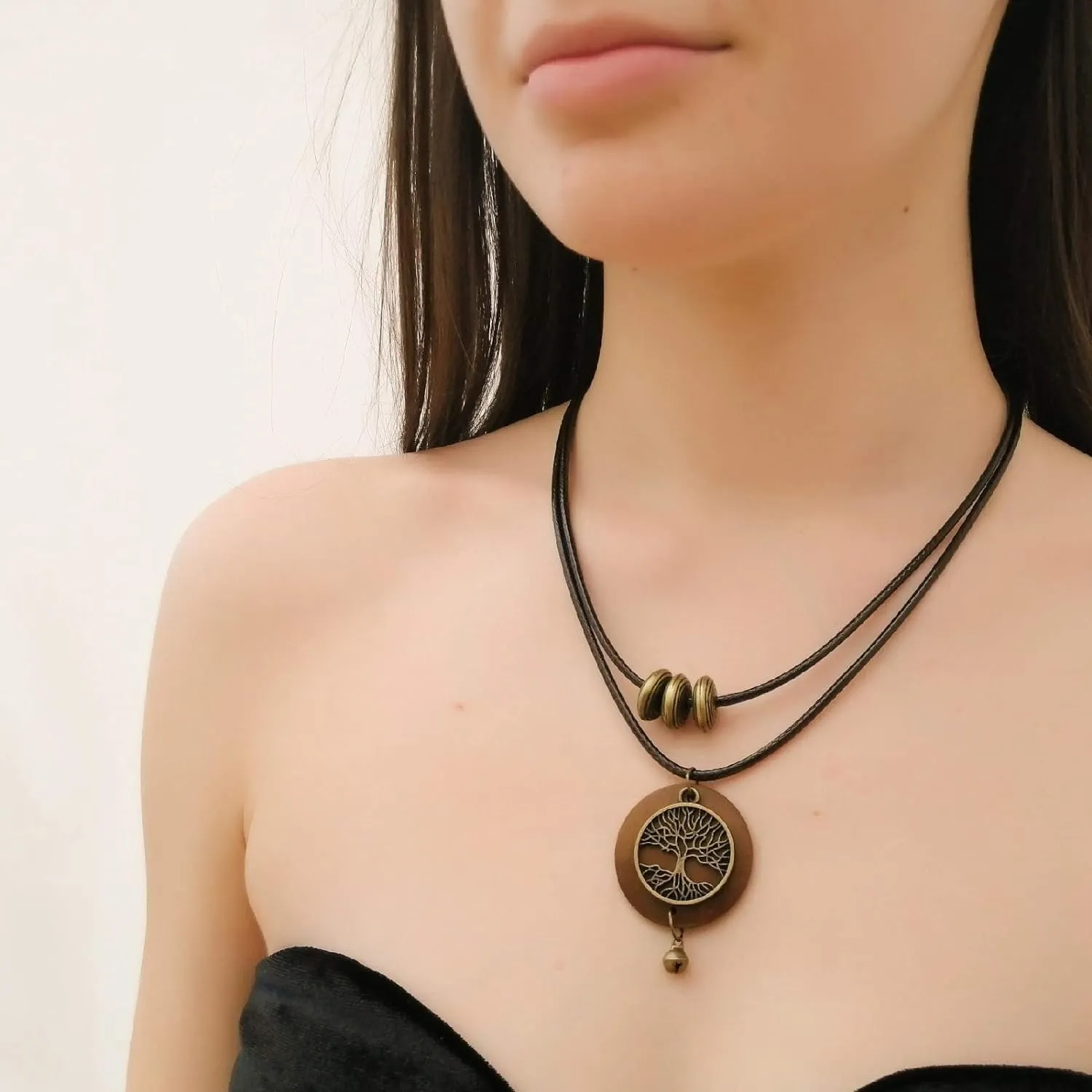 Wooden Choker Chunky Pendant Necklaces