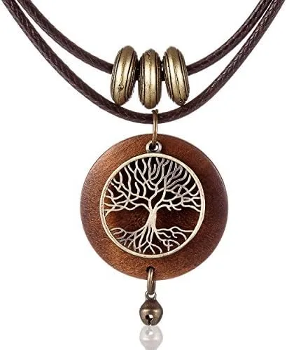 Wooden Choker Chunky Pendant Necklaces