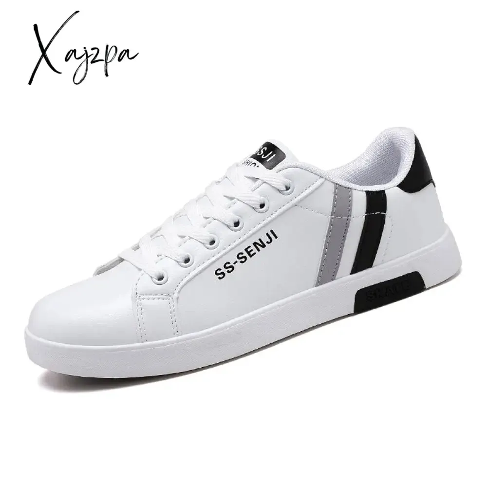 Xajzpa - Men Casual Shoes Lightweight Breathable Men White Shoes Flat Lace-Up Men Skateboarding Sneakers Business Travel Tenis Masculino