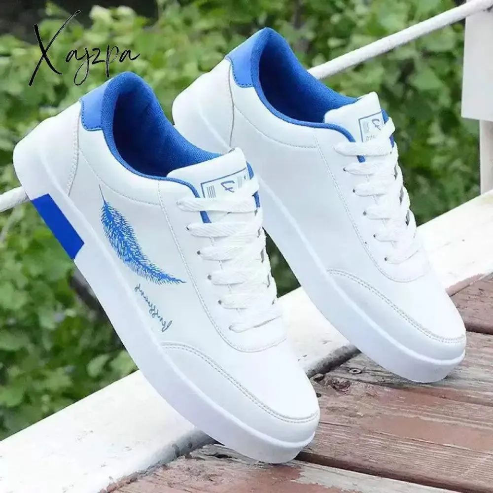 Xajzpa - Men Casual Shoes Lightweight Breathable Men White Shoes Flat Lace-Up Men Skateboarding Sneakers Business Travel Tenis Masculino