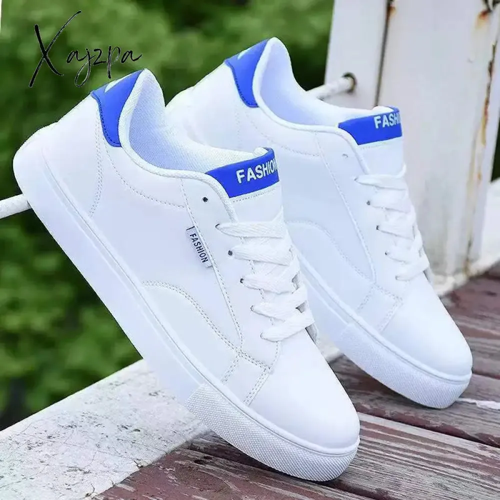 Xajzpa - Men Casual Shoes Lightweight Breathable Men White Shoes Flat Lace-Up Men Skateboarding Sneakers Business Travel Tenis Masculino